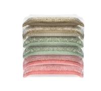 Lot de 6 Éponges Double Faces éponges absorbantes en Bambou Naturel Lavable Vaisselle Grattante Tampons Microfibre Non Odor Brosse Ideal pour Nettoyage de La Cuisine Réutilisables (Mixte)