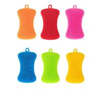 Lot de 6 éponges en silicone réutilisables, double face, multifonction, antiadhésives, pour vaisselle, fruits, légumes