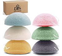 Lot de 6 éponges Konjac naturelles - Pour le visage - Pour le visage - Pour le visage - Charbon actif - Curcuma - Aloe Vera - Pour tous les types de peau