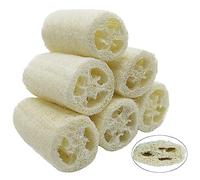 Lot de 6 éponges luffa naturelles de 10 cm pour enlever la peau morte de la peau morte pour le soin du corps, la salle de bain et la douche, la cuisine, éponge naturelle (compressée)