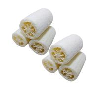 Lot de 6 éponges luffa naturelles en luffa concombre - 10 cm - Exfoliant en luffa biodégradable - Parfaites pour les soins du corps, la cuisine, la salle de bain et le savon loofah