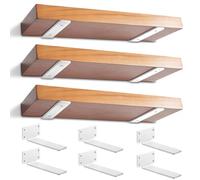 Lot de 6 Équerres Étagère de Fixation Murale, 20cm Support Invisible étagère Murale, Fixation Flottante Support avec Vis pour Bibliothèque | Salon | Chambre (Blanc)