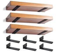 Lot de 6 Équerres Étagère de Fixation Murale, 20cm Support Invisible étagère Murale, Fixation Flottante Support avec Vis pour Bibliothèque | Salon | Chambre (Noire)