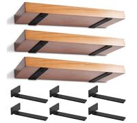 Lot de 6 Équerres Étagère de Fixation Murale, 30cm Support Invisible étagère Murale, Fixation Flottante Support avec Vis pour Bibliothèque | Salon | Chambre (Noire)