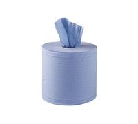 Lot de 6 essuie-mains 2 plis à dévidage central contact alimentaire bleu - Jantex NC G