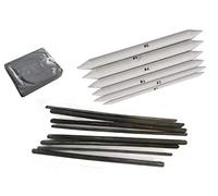 Lot de 6 estompes et gomme mie de pain modelable + Lot 8 fusain pour d'artiste multi-usage - EMI Craft