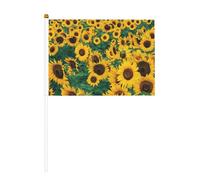 Lot de 6 et 10 drapeaux à agiter à la main avec de nombreux tournesols sur bâton, pour défilés, fêtes, bars, anniversaires