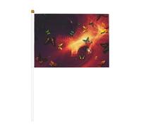 Lot de 6 et 10 drapeaux à agiter à la main avec motif papillon coloré sur bâton, pour défilés, fêtes, bars, anniversaires