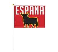 Lot de 6 et 10 drapeaux à agiter à la main avec silhouette de taureau espagnol sur bâton, pour défilés, fêtes, bars, anniversaires