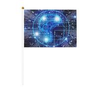 Lot de 6 et 10 drapeaux à agiter le cerveau à l'intelligence artificielle, drapeau à main sur bâton, pour défilés, fêtes, bars, anniversaires