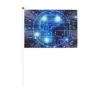 Lot de 6 et 10 drapeaux à agiter le cerveau à l'intelligence artificielle, drapeau à main sur bâton, pour défilés, fêtes, bars, anniversaires