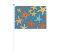 Lot de 6 et 10 drapeaux à main en forme d'étoile de mer, bannières sur bâton, petits drapeaux pour défilés, fêtes, bars, anniversaires