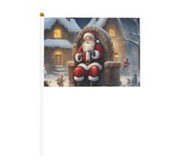 Lot de 6 et 10 drapeaux à main Père Noël, bannières sur bâton, petits drapeaux pour défilés, fêtes, bars, anniversaires