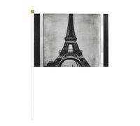 Lot de 6 et 10 drapeaux de la Tour Eiffel Parisien Café - Bannières sur bâton - Petits drapeaux pour défilés, fêtes, bars, anniversaires