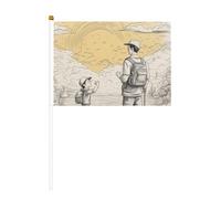 Lot de 6 et 10 drapeaux « Happy Fathers Day by Son » - Bannières sur bâton - Petits drapeaux pour défilés, fêtes, bars, anniversaires