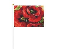 Lot de 6 et 10 magnifiques drapeaux rouges en forme de coquelicot à agiter à la main, pour défilés, fêtes, bars, anniversaires