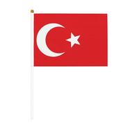Lot de 6 et 10 mini drapeaux de la Turquie durables de 14 x 21 cm sur bâtons pour extérieur, cour et jardin