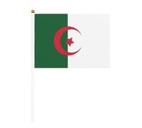 Lot de 6 et 10 mini drapeaux de l'Algérie durables de 14 x 21 cm sur bâtons pour extérieur, cour et jardin