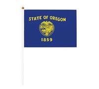 Lot de 6 et 10 mini drapeaux de l'État de l'Oregon, durables, 14 x 21 cm, petits drapeaux sur bâtons pour extérieur, cour et jardin