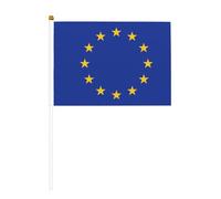 Lot de 6 et 10 mini drapeaux de l'Union européenne durables de 14 x 21 cm sur bâtons pour extérieur, cour et jardin