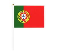 Lot de 6 et 10 mini drapeaux du Portugal durables de 14 x 21 cm sur bâtons pour extérieur, cour et jardin