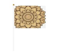 Lot de 6 et 10 mini drapeaux mandala tournesol durables de 14 x 21 cm sur bâtons pour extérieur, cour et jardin