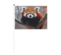 Lot de 6 et 10 mini drapeaux pandas rouges d'hiver durables de 14 x 21 cm sur bâtons pour extérieur, cour et jardin