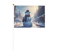 Lot de 6 et 12 drapeaux géants de Noël avec bonhomme de neige dans la rue - Durable 14 x 21 cm pour cour, jardin et décoration extérieure