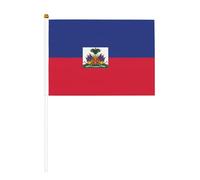 Lot de 6 et 12 mini drapeaux haïtiens sur bâtons - Durable - 14 x 21 cm - Pour cour, jardin et décoration extérieure