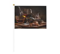Lot de 6 et 12 mini drapeaux sur bâtons d'alcool et de cigarettes - Durable - 14 x 21 cm - Pour cour, jardin et décoration extérieure