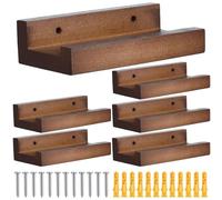 Lot de 6 étagères murales pour disques vinyles - Support rustique en bois pour disques vinyles , accessoires pour amateurs de musique, décoration d'intérieur rétro, 10 cm