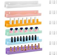Lot de 6 étagères murales transparentes en acrylique ondulé pour vernis à ongles - Pour cosmétiques, accessoires de beauté - Finition transparente - Économie d'espace - Couleur macaron