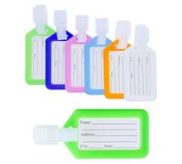 Lot de 6 étiquettes de bagage, étiquettes nominatives, étiquettes d'adresse, étiquettes de bagage de différentes couleurs, en plastique flexible pour écrire