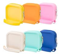 Lot de 6 étuis à épingles en silicone - Petit organisateur de bijoux de voyage - Poches étanches à fermeture éclair - Étui de voyage à nouer - Mini pochette pour pièces de monnaie - Sac à fermeture