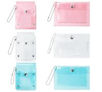 Lot de 6 étuis à rouge à lèvres transparents colorés - 2 tailles - Étanche - Mini trousse de maquillage pour porte-monnaie - Joli porte-monnaie - Pochette en PVC pour petits articles, multicolore