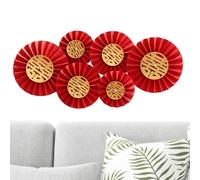 Lot de 6 éventails pliables en papier ronds rouges pour fête du Nouvel An Décoration murale créative