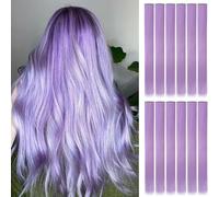Lot de 6 extensions de cheveux à clipser pour femme - Sans couture - Colorées et droites - Extensions de cheveux pour femme - Accessoires de cheveux - Violet clair