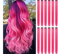 Lot de 6 extensions de cheveux à clipser pour femme - Sans couture - Colorées et droites - Extensions de cheveux pour femme - Accessoires de cheveux - Rose