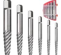 Lot de 6 extracteurs de vis en spirale en acier au carbone pour enlever les boulons et vis cassés avec filetage métrique et pouce Tailles #1 à #6 Convient pour l'automobile, la construction et un