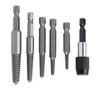 Lot de 6 Extracteurs de Vis sans Tête, Ensemble Extracteur de Goujon Forets à vis outil de retrait de goujons Tourne a Gauche Extracteur avec Mandrin à Changement Rapide