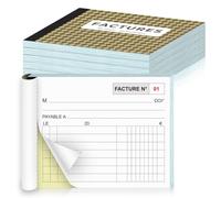 Lot de 6 Facturier A6 Manifold Factures 50 Feuillets Autocopiants Numérotés | 105 x 135 mm 50 Duplicatas Numérotés de 1 à 50 Carnet de Facturation Portable pour Commerces Artisans Services et Réparateurs
