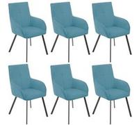 Lot de 6 Fauteuils Bleus Piètement Gris Mat - CATILA - ALTOBUY Bleu G