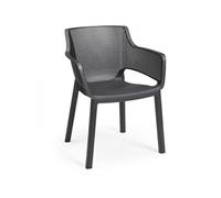 Lot de 6 fauteuils de jardin Allibert by KETER ELISA En résine Coloris : graphite Gr Graphite G