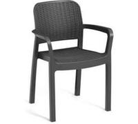 Lot De 6 Fauteuils De Jardin En Résine Aspect Rotin Tressé Gris Graphite - Allibert By Keter Bella