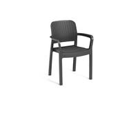Lot de 6 fauteuils de jardin - Allibert by KETER - BELLA - En résine - Coloris : gris graphite - Empilable