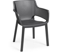 Keter Elisa Chair, Lot de 6 chaises de Jardin empilables, résistantes aux intempéries, en polypropylène, Graphite, Dimensions par Chaise (l x p x h) : 53 x 61,5 x 78,4 cm, Hauteur d'assise : 43,3 cm