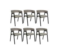 AltoBuy Lot de 6 fauteuils de Table Design en métal et Velours côtelé Coloris Taupe - Amory