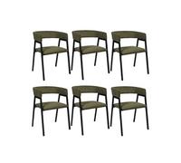 Lot de 6 fauteuils de table design en métal et velours côtelé coloris vert - AMORY -