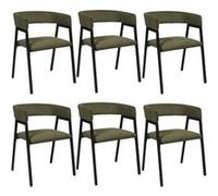 Lot de 6 fauteuils de table design en métal et velours côtelé coloris vert - AMORY - ALTOBUY Vert