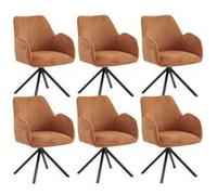 Lot de 6 Fauteuils de table Pivotants Tissu Velours Côtelé Terracotta - DELIA - ALTOBUY Rouge G